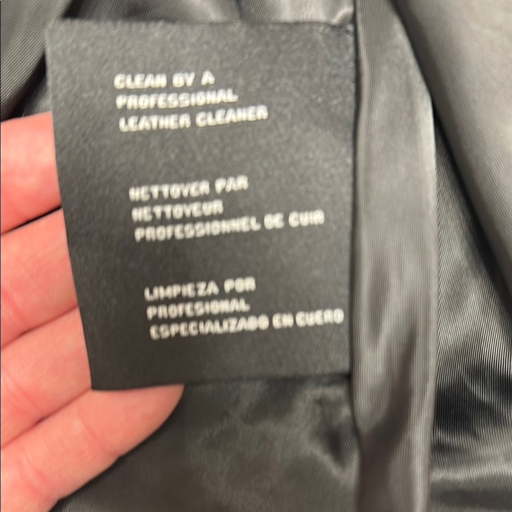 Michael Kors Black Leather Jacket Asymmetrical Design - Picture 11 of 12